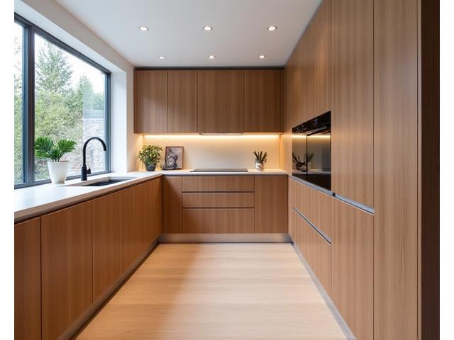 Modern bespoke kitchen cabinetry with timber accents