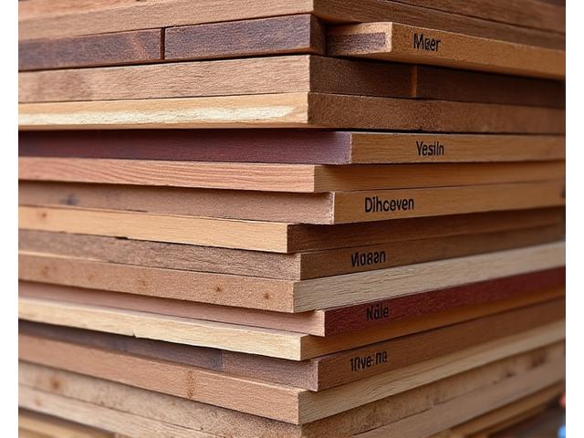 Stack of various Australian timber planks, close-up